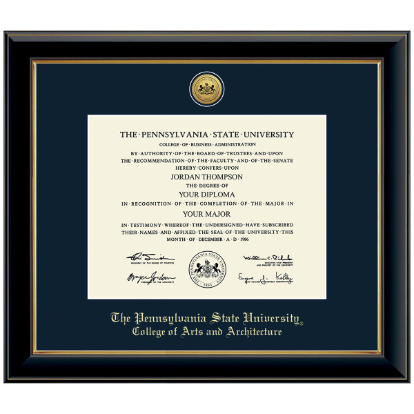 #107 College of Arts and Architecture diploma frame Gold Medallion (Black)